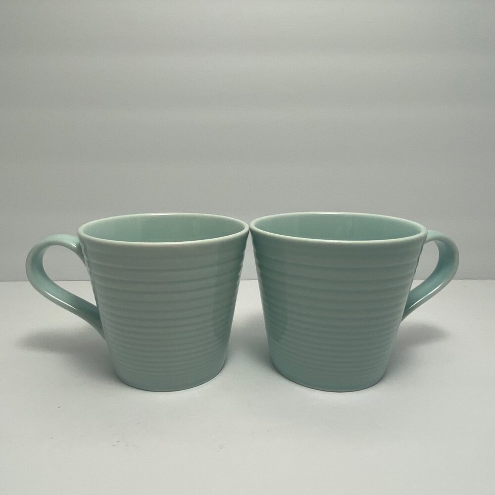 Royal Doulton X Gordon Ramsay Maze Mugs | Aqua Blue | Ribbed | Set of 2